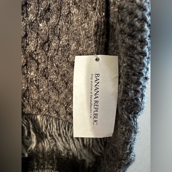 BANANA REPUBLIC Med VINTAGE Mixed Textile Wool Alpaca Chunky Fringe Turtleneck - Picture 5 of 13